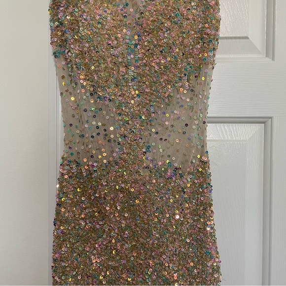 Cassandra Stone Rose Gold HighNeck Sweeping Back Formal/Prom/BlacktieGown Size 0 - Picture 3 of 14